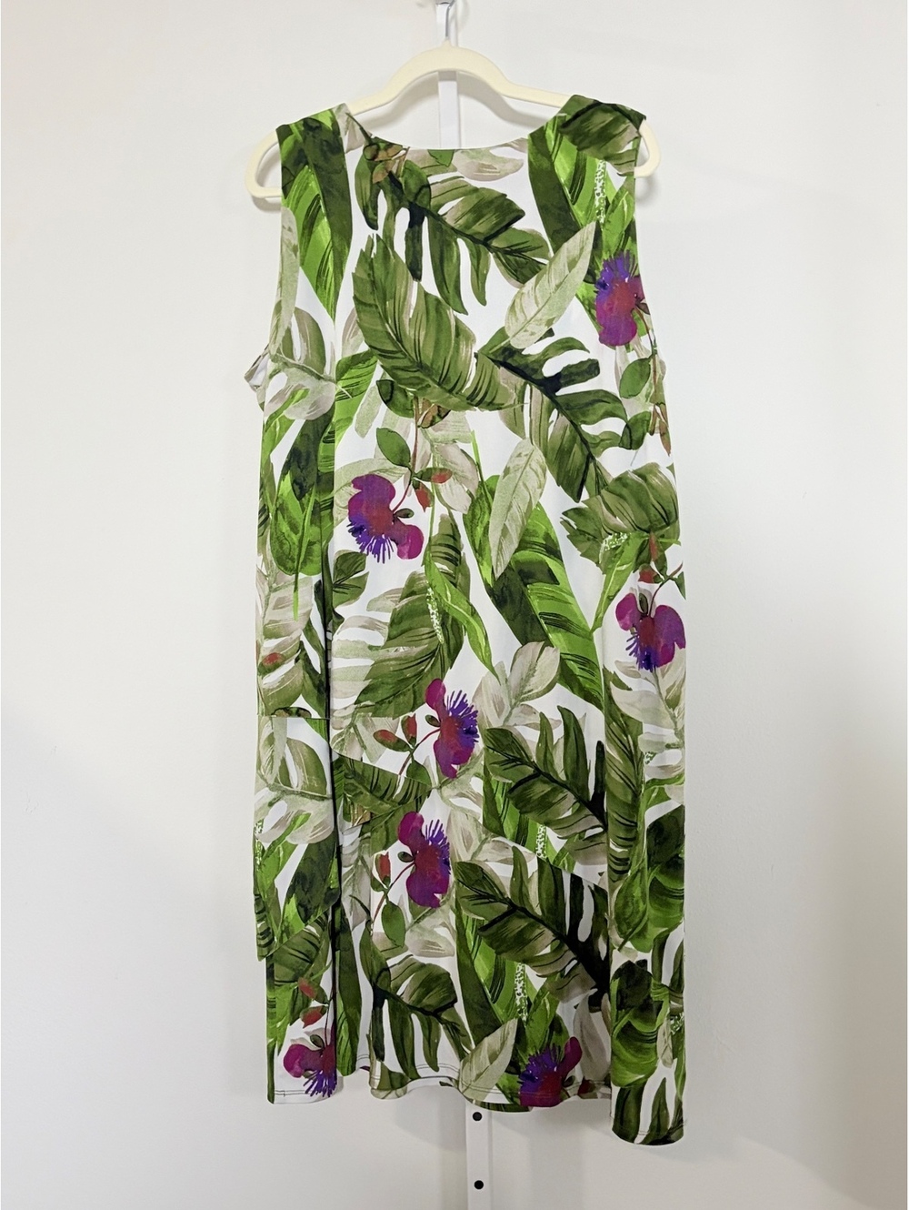 Susan Graver Women's Sleeveless size XL Tropical Leaf Print Dress Size XL - Picture 4 of 12